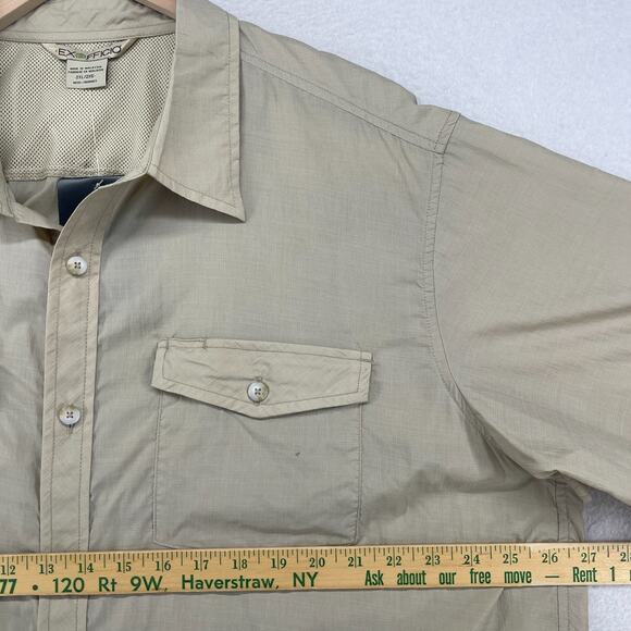 EXOFFICIO Shirt Mens 2XL Syros Short Sleeve Button Down Fishing Beige NEW - Picture 14 of 16